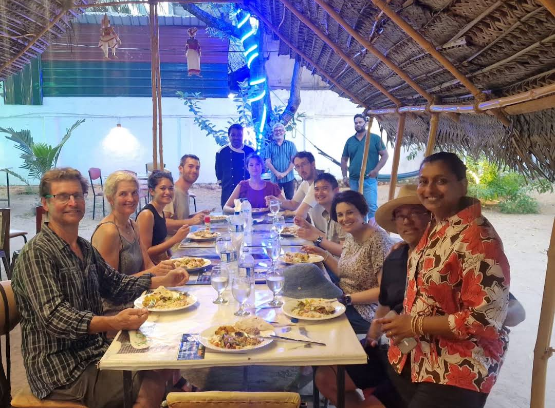 Guests dining at the garden terrace